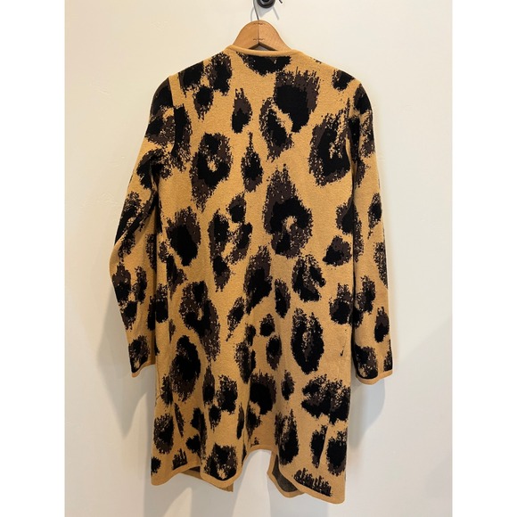 IMAN Animal Print Cardigan Sweater Black & Tan - Size Small - Picture 3 of 4
